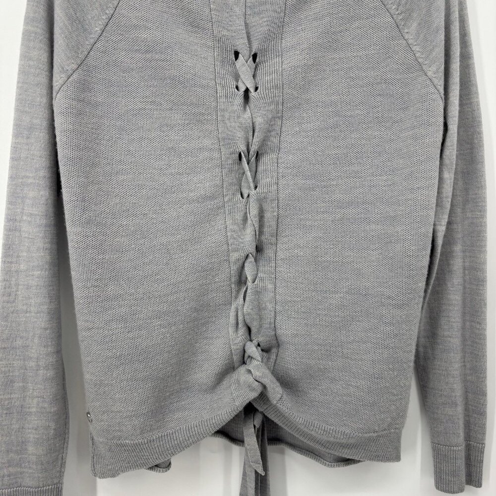 Lululemon‎ Tied To You Sweater Size 4 Heathered Gray Wool Long Sleeve *Read* - Picture 5 of 8